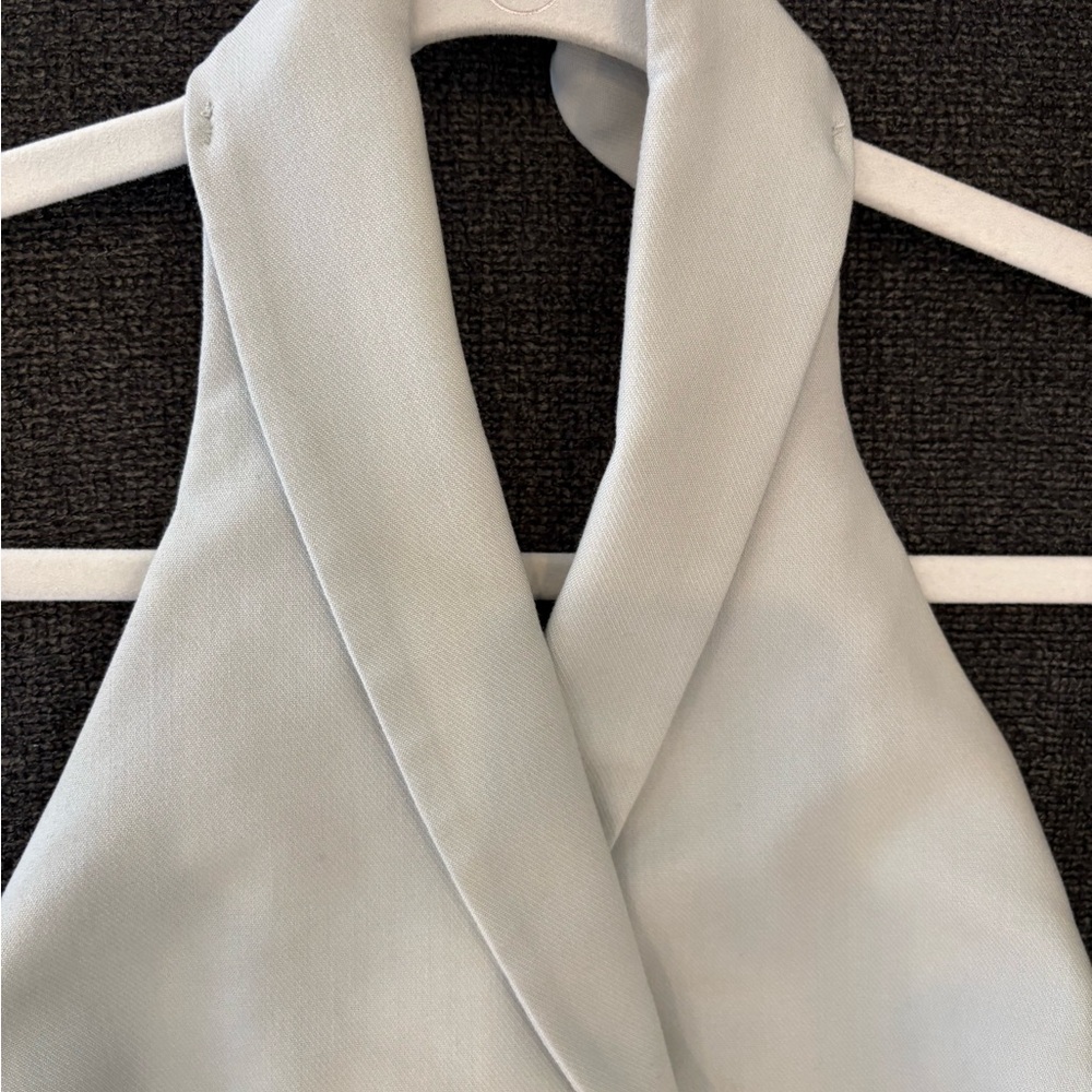 Abercrombie & Fitch Light Blue Tuxedo Halter Mini Dress/Romper